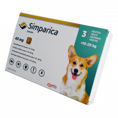 Симпарика для собак 40мг 10-20кг ГЕРМАНИЯ! табл. для пер. пр. N3