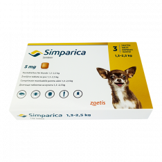 Симпарика для собак 5мг 1,3-2,5кг ГЕРМАНИЯ! табл. для пер. пр. N3